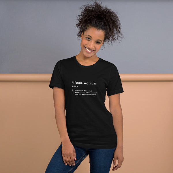 Black Woman T-Shirt White Print